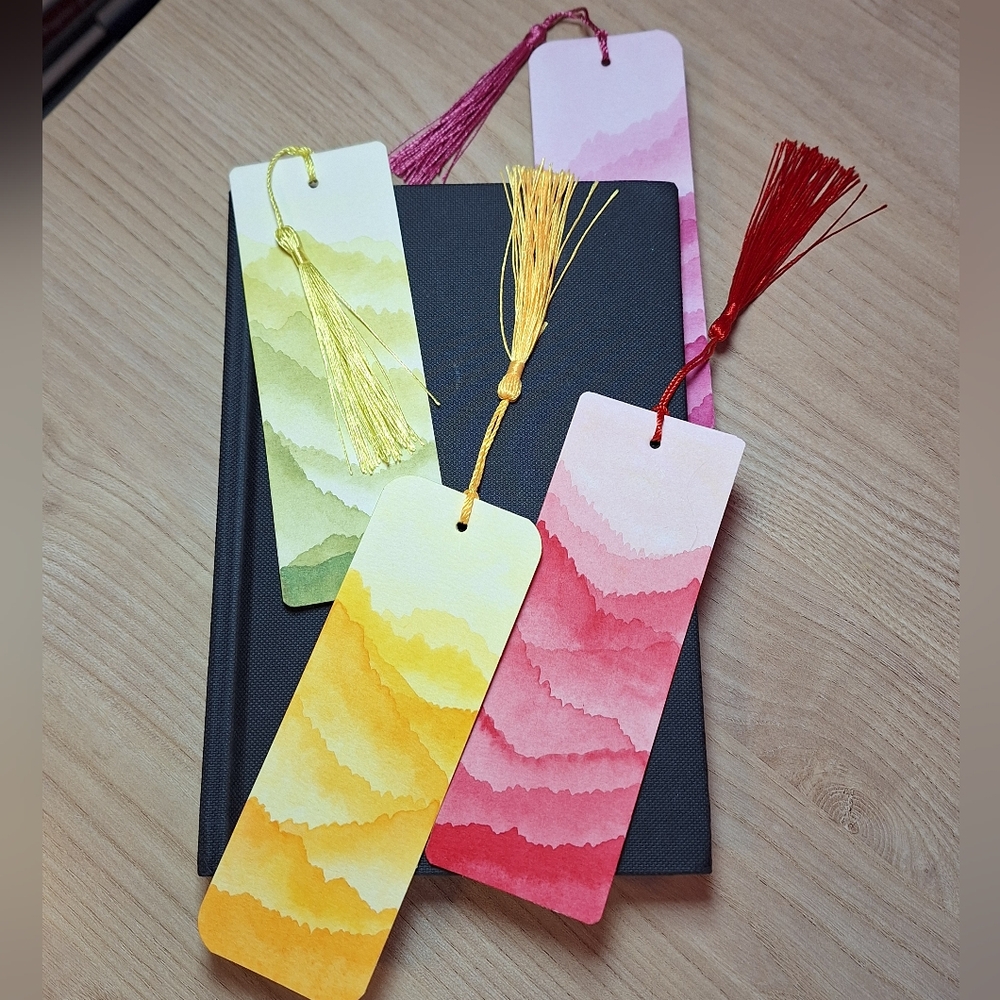 Hand-painted Abstract Landscape Bookmarks - Set of 4 (NWOT)